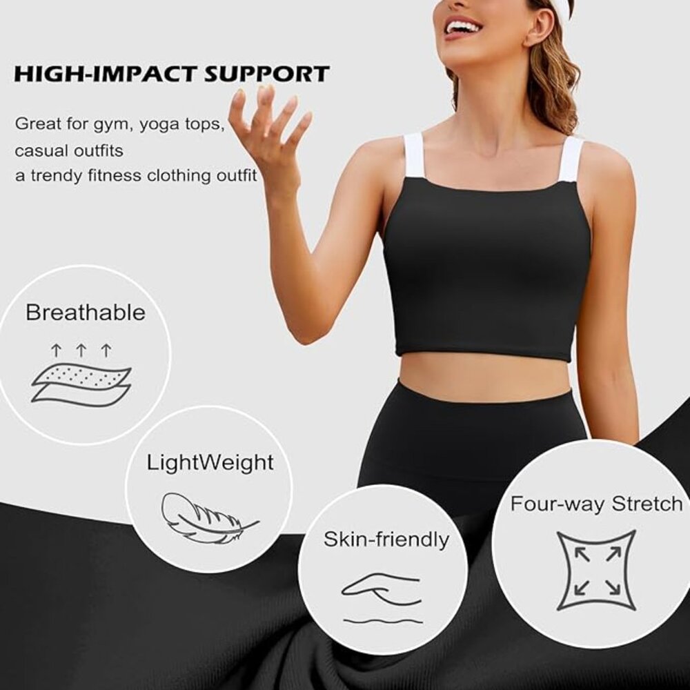 NEW! Longline High-Impact Lined Support Sports Athletic Bra with Removable Cups - Picture 8 of 15